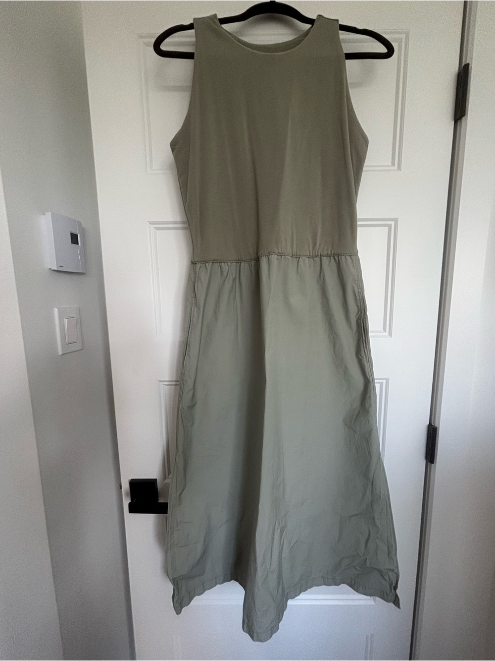 Everlane Two-Tone Sleeveless Midi Dress in Light Sage